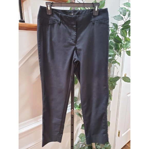 White House Black Market Women Black Cotton Straight Leg Belt Loops Pant Size 6R - Picture 12 of 12